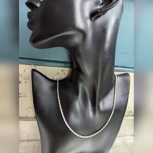 Silvertone Rope Twist Chain Necklace 8.5"